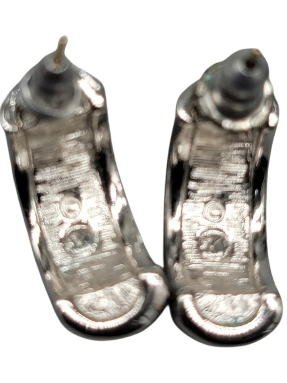 Swan Signed Swarovski Half Hoop Post Earrings Vintage Colorless Crystal Paved